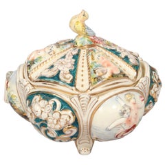 Italian Capodimonte Style Ceramic Lidded Bowl