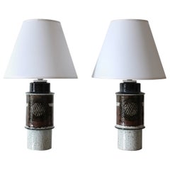 Pair of Stoneware Table Lamps by Inger Persson
