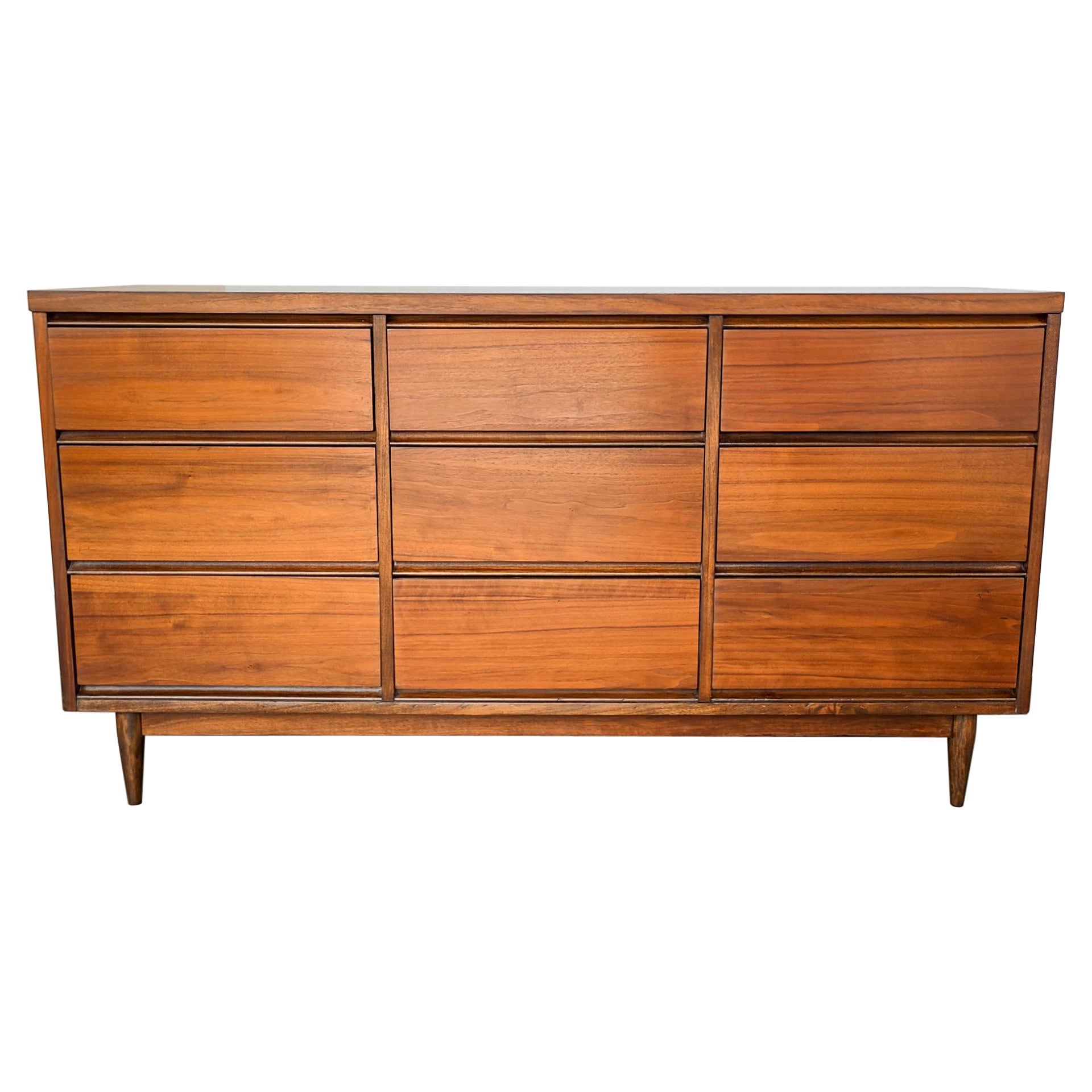 Minimal Mid-Century Modern Walnut Wood Lowboy Dresser, 1960s
