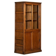 Vintage English Oak Glazed Haberdashery Cabinet