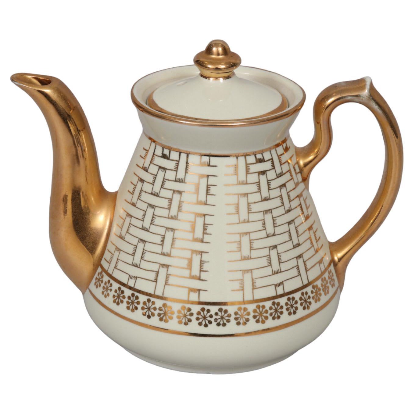 Basket Weave Ceramic Teapot by Hall's For Sale