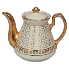 Vintage Basket Weave Ceramic Teapot by Hall's