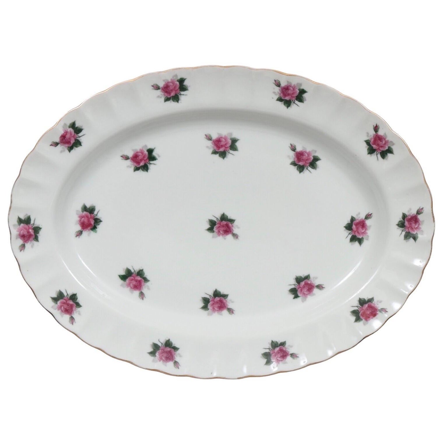 Pink Rose Ceramic Serving Platter For Sale