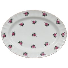 Retro Pink Rose Ceramic Serving Platter