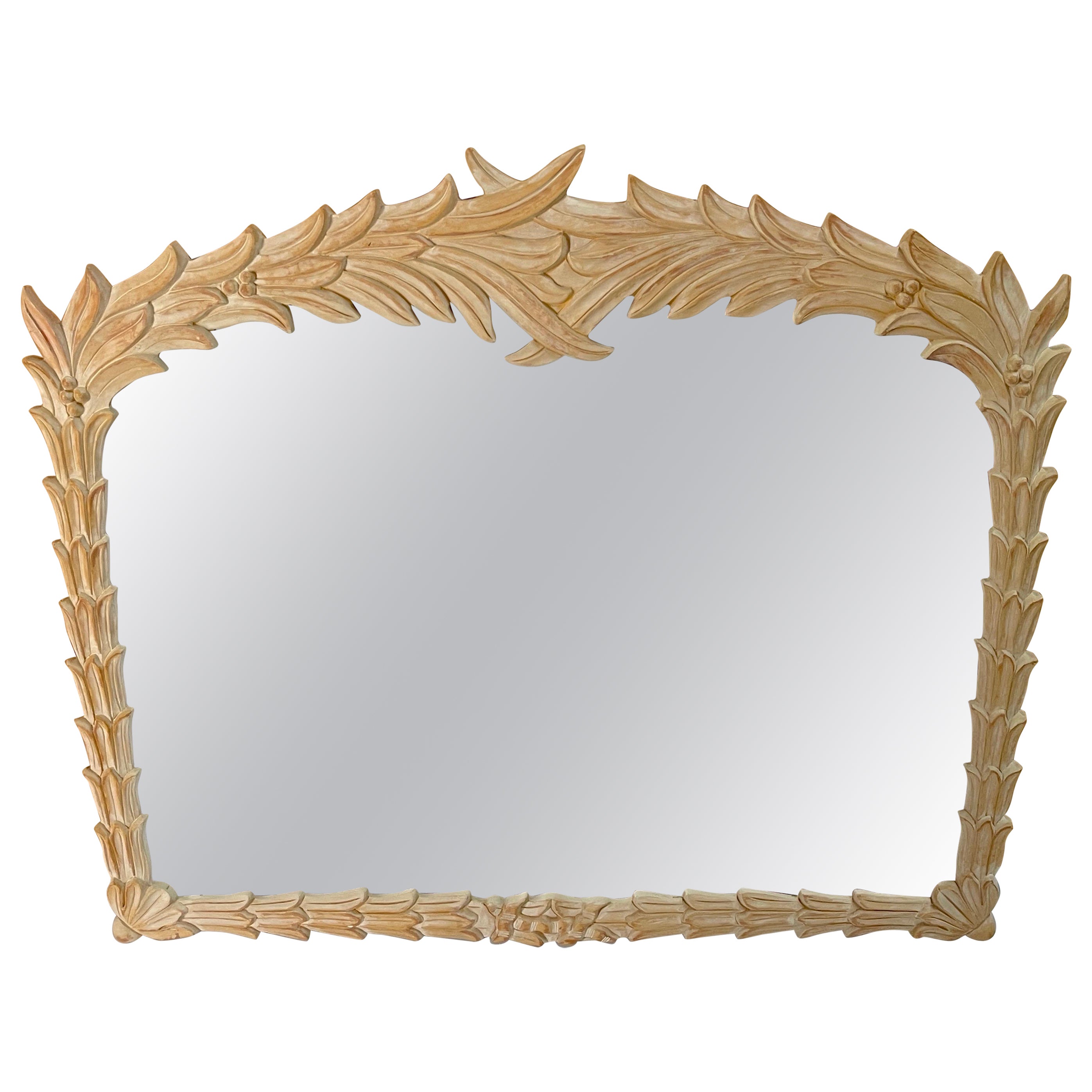 Bleached Palmette Rectangular Mirror, in the Style of Serge Roche  For Sale
