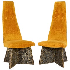 Adrian Pearsall Mid-Century Modern Brutalist High Back Chairs, Pair