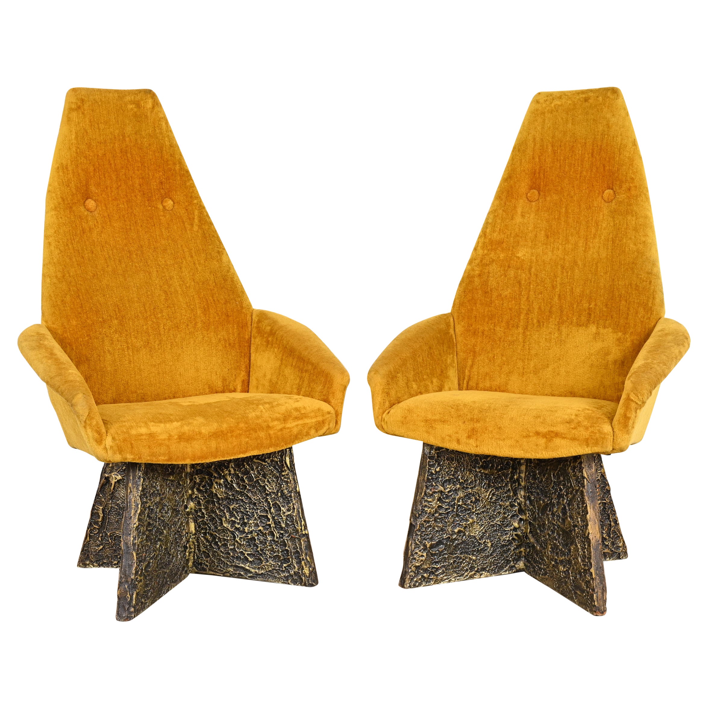 Adrian Pearsall Mid-Century Modern Brutalist High Back Lounge Chairs, Pair