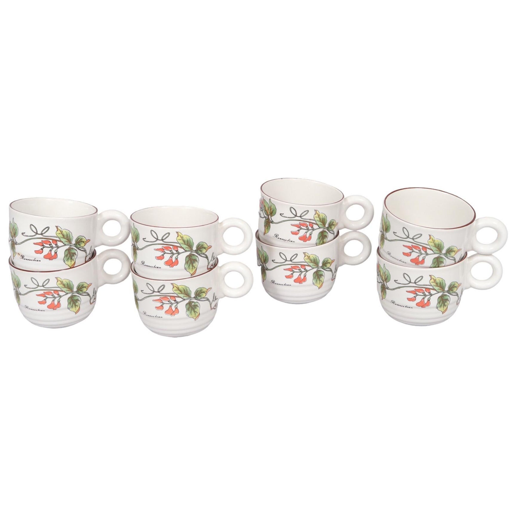 Botanical Coffee Cups, Set of 8 For Sale