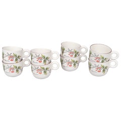 Vintage Botanical Coffee Cups, Set of 8