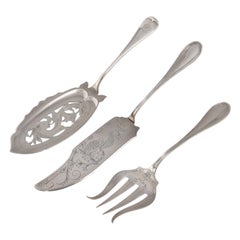 Set of Three Serving Cutlery. Silver, Espunes, Matilde, Spain, 20th Century