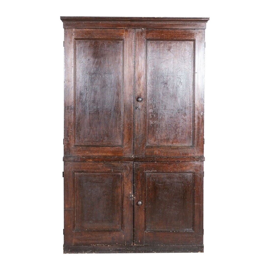 19thc English Pine Painted Housekeepers Cupboard For Sale