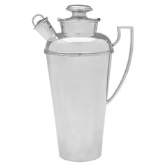 Grande e pesante shaker da cocktail in argento sterling inglese di epoca Art Deco, realizzato nel 1930