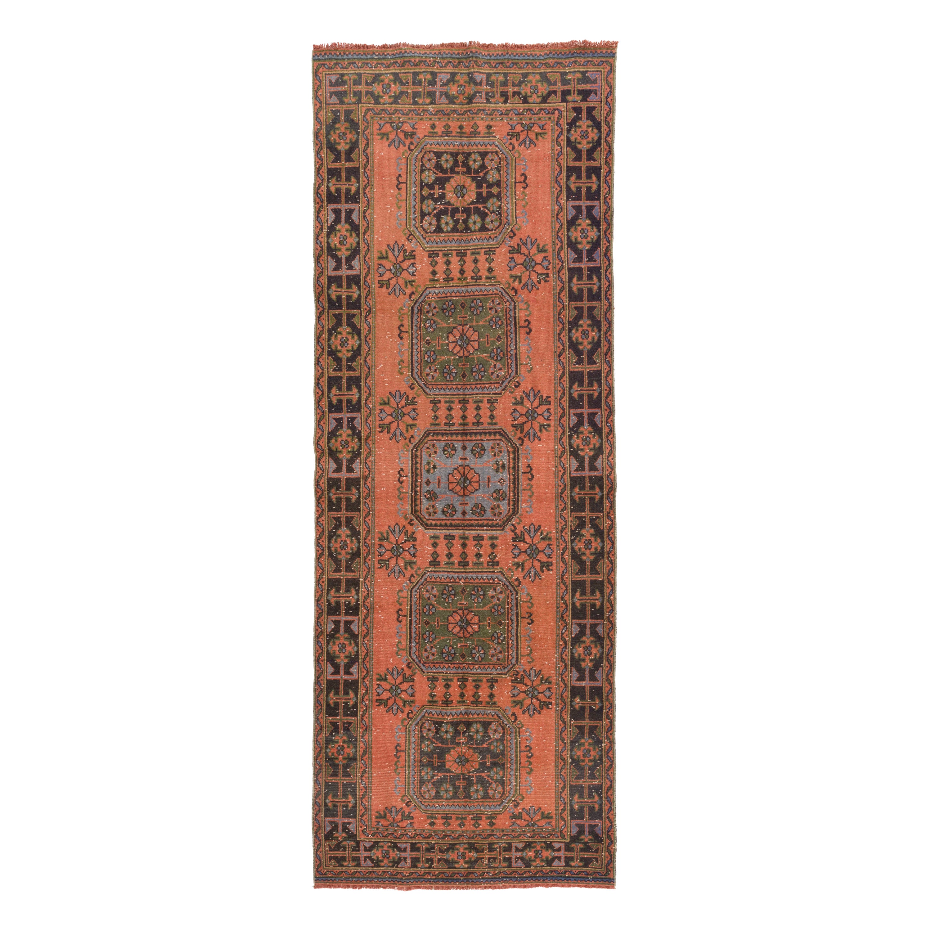 Vintage Oushak Runner, Hallway Rug Authentic Wool Carpet from Turkey For Sale