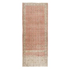 5x12.7 Ft Vintage Floral Türkischer Teppich-Läufer in Rot & Beige, handgefertigter Wollteppich