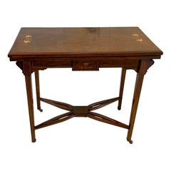 Antique Edwardian Rosewood Inlaid Freestanding Card/Side Table