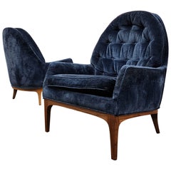 Used Mid-Century Modern Tufted Club Chairs by Erwin-Lambeth
