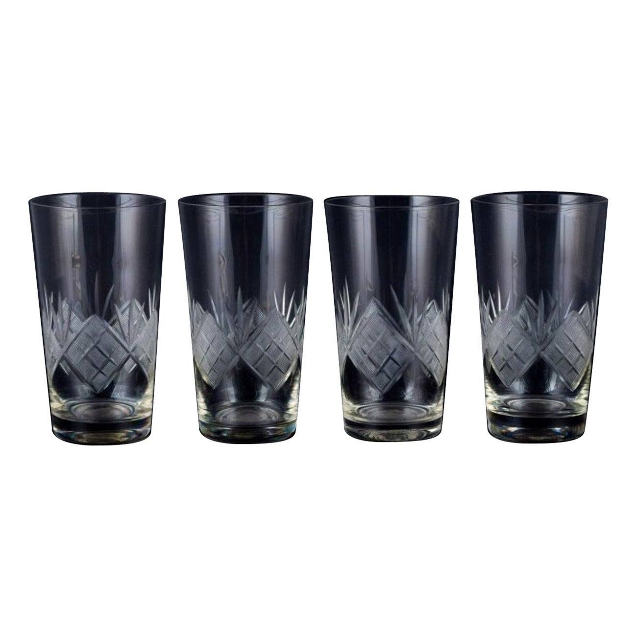 "Wien Antik", Lyngby Glas, Denmark, Four Drinking Glasses, 1930/40s