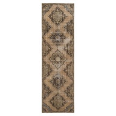 Vintage One-of-a-kind Turkish Oushak Runner Rug, Handmade Carpet for Hallway