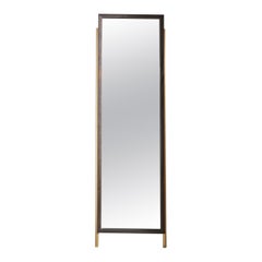 Mantle Mirror in Ebonized Wood and Hexagonal Brass