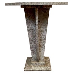 Octagonal Travertine Marble Midcentury Occasional Table