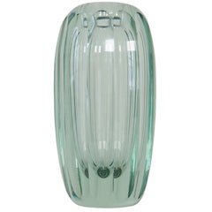 Art Deco Green Crystal Vase Sweden 1930s