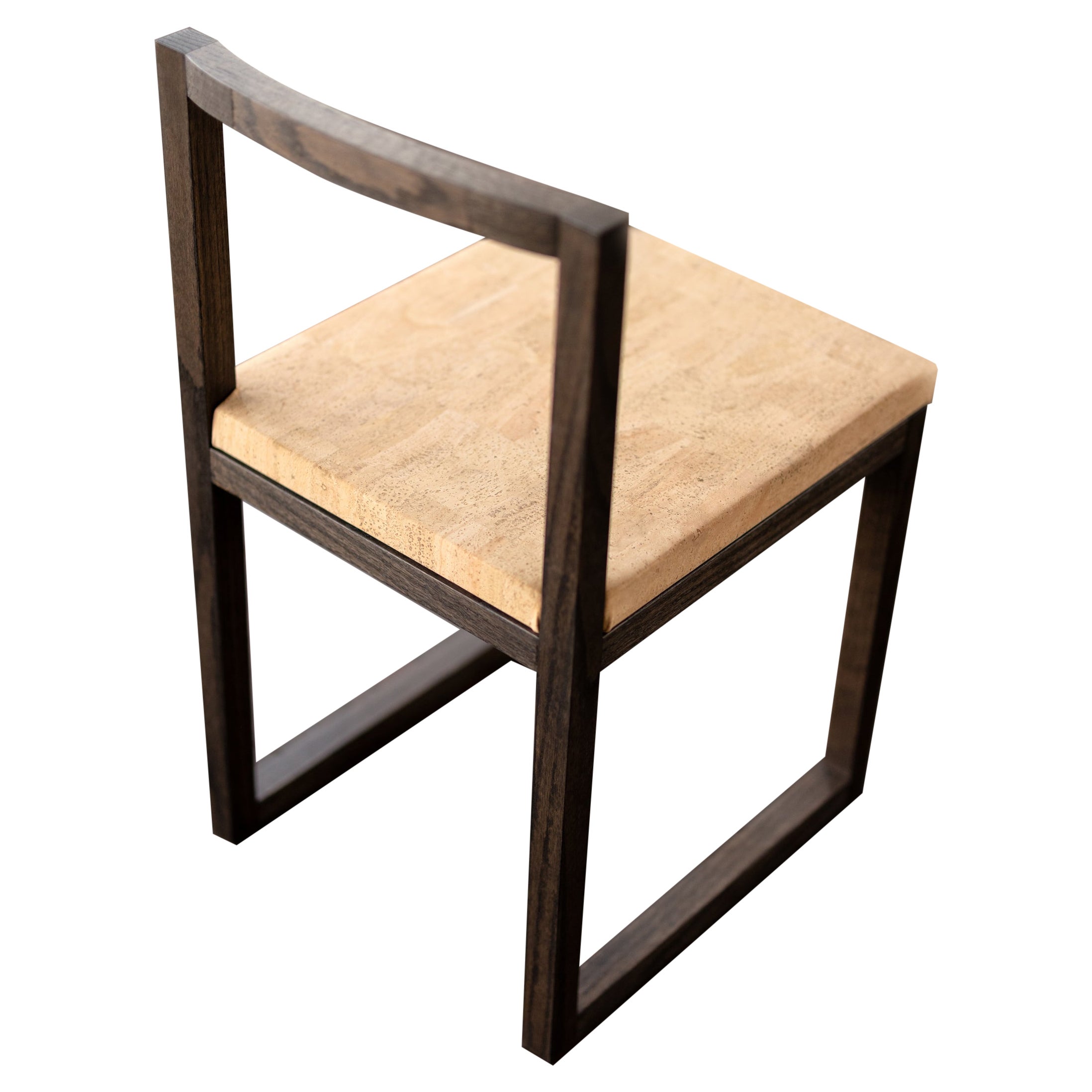 Chaise en bois de chêne ébonisé et en liège Chaise de bureau ou de salle à manger Chaise Porto en vente