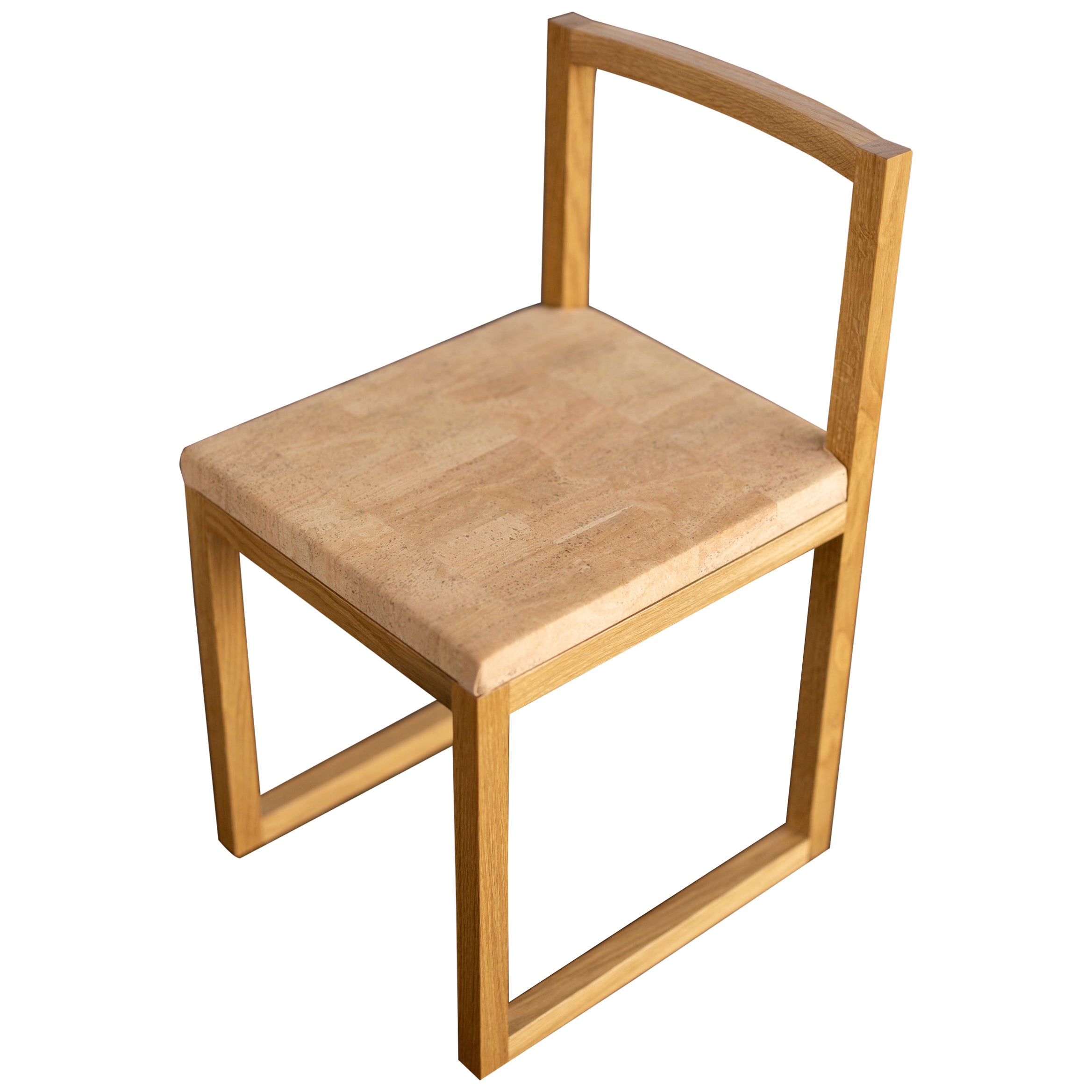 Stuhl aus weißem Eichenholz und Kork Esszimmer- oder Schreibtischstuhl Porto Chair