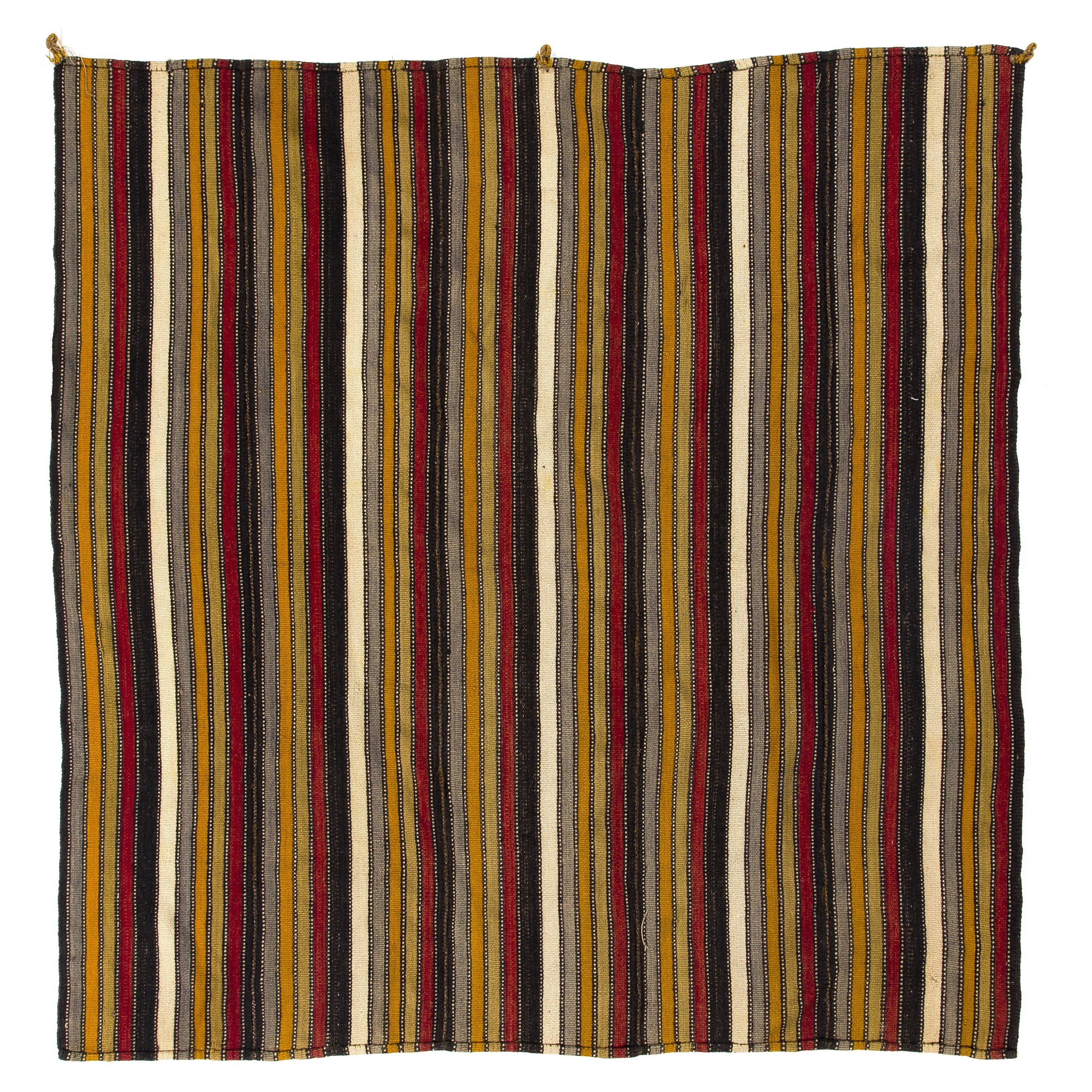 5.7x5.9 Fuß handgewebter gestreifter Vintage-Kelim-Teppich, Flachgewebe-Wollbezug
