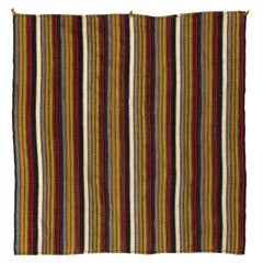 5.7x5.9 ft Handwoven Striped Retro Kilim Rug, Flat-Weave Wool Floor Covering