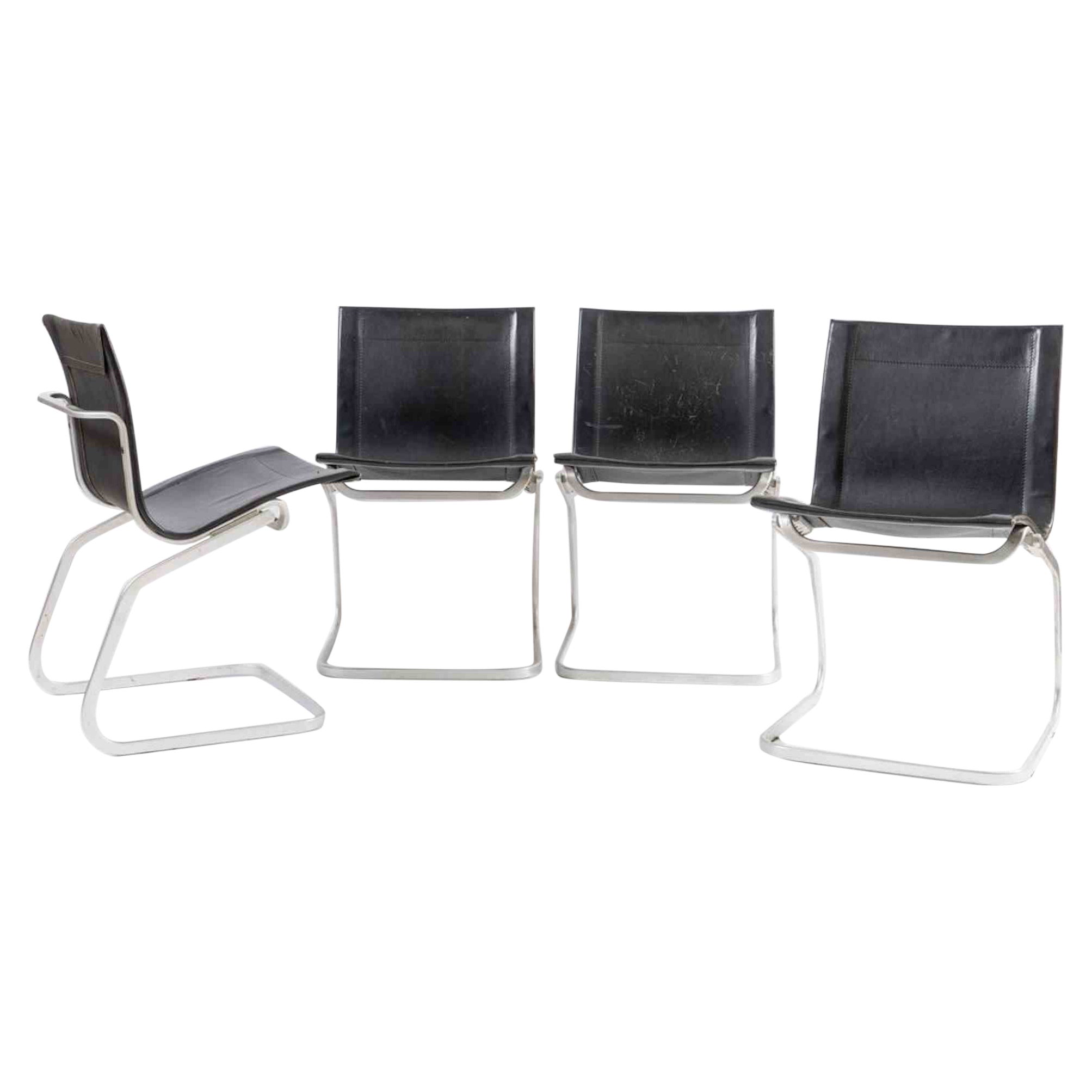 Set of 4 Chairs Lia Model by Claudio Salocchi, Italy, 1960s For Sale