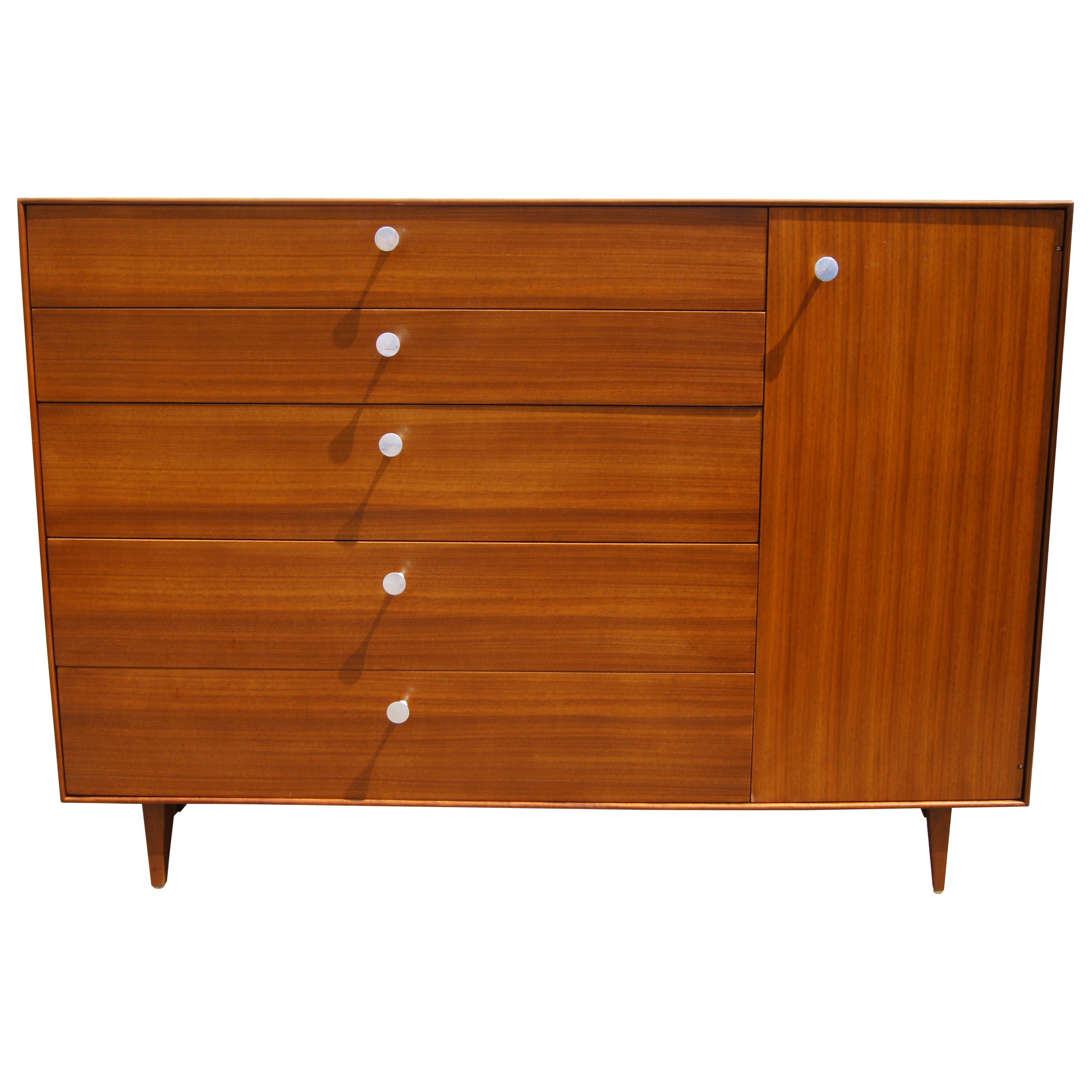 Thin Edge Walnut Dresser with Cabinet by George Nelson for Herman Miller For Sale