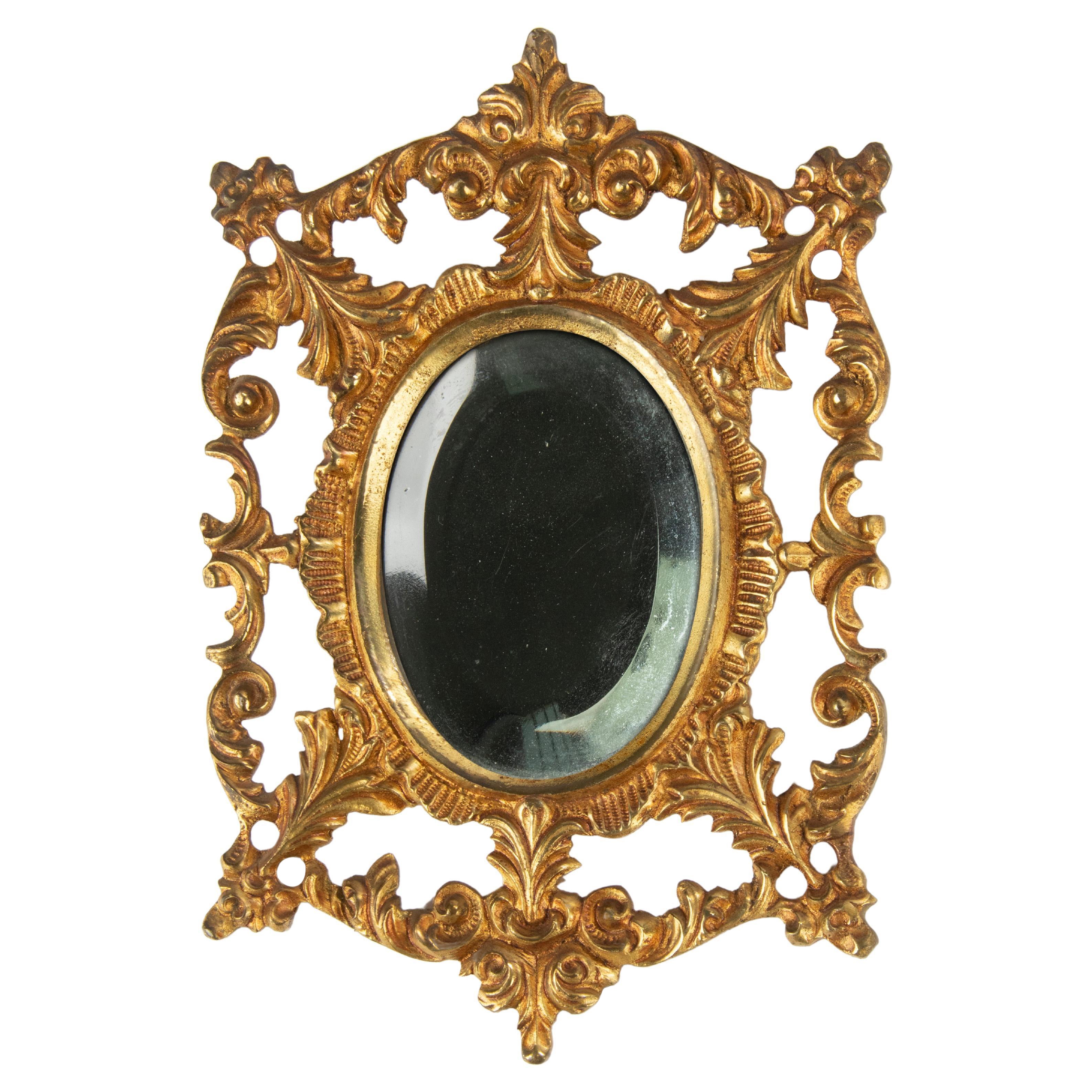 Late 19th Century Gilt Bronze Small Wall Mirror For Sale