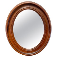 Antique Classical Walnut Oval Mirror