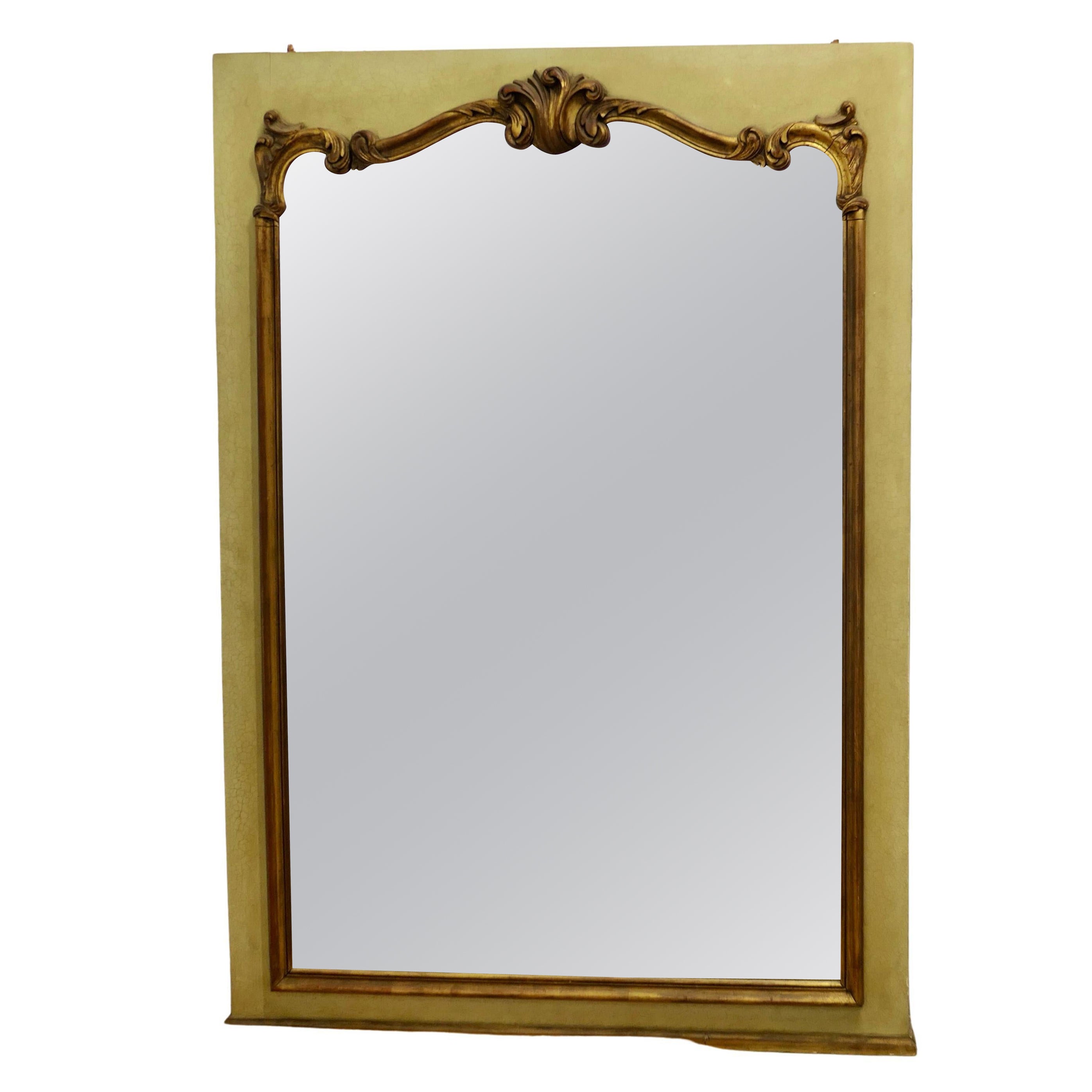 Gilt and Crackle Paint Mirror Mounted Wall Panel