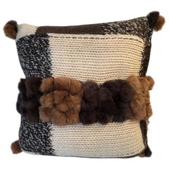 "Pistoia" Handwoven Merino Wool Pillow with Angora Trim