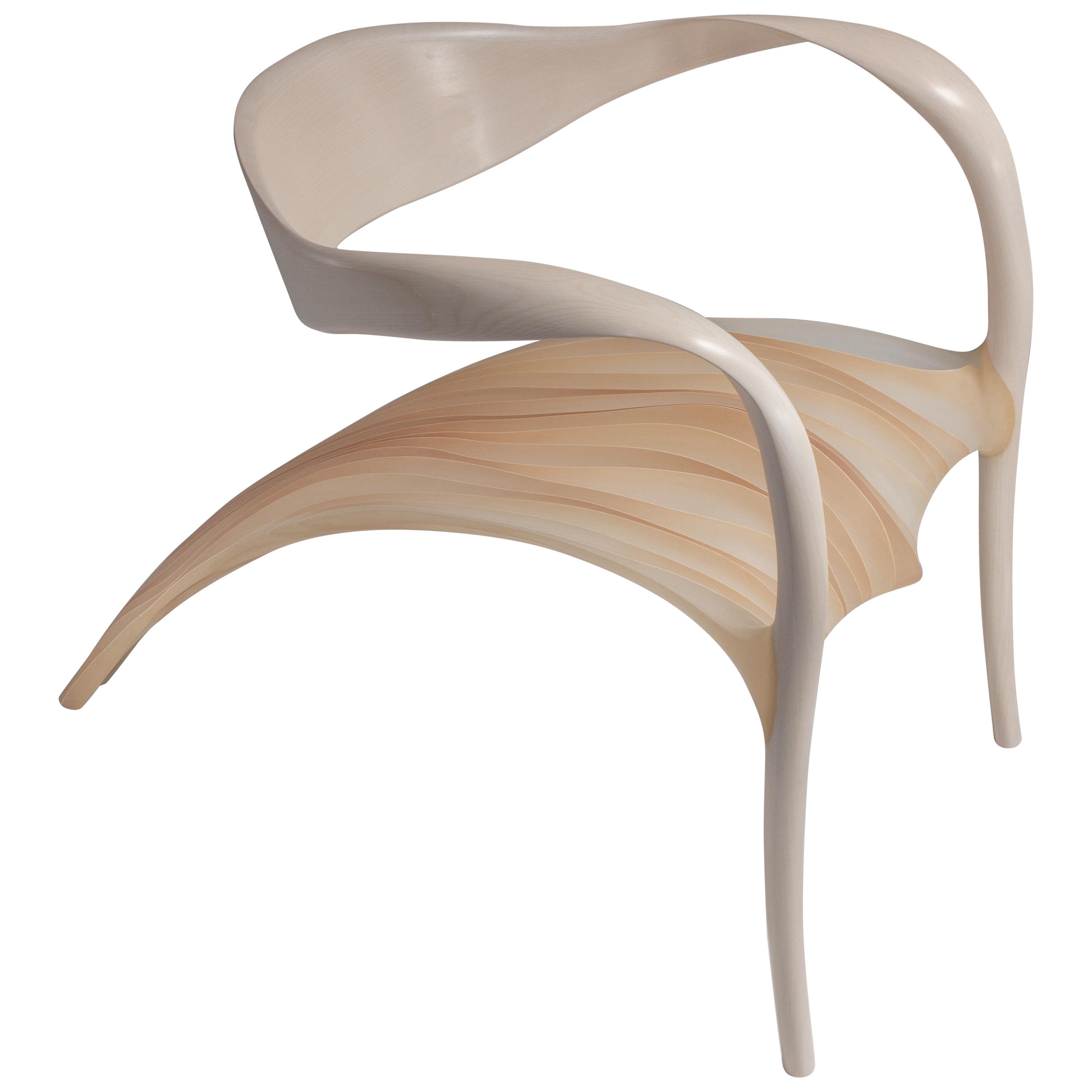 Marc Fish Ethereal Lounge Chair Sycamore and Resin Organic Sculptural Design For Sale