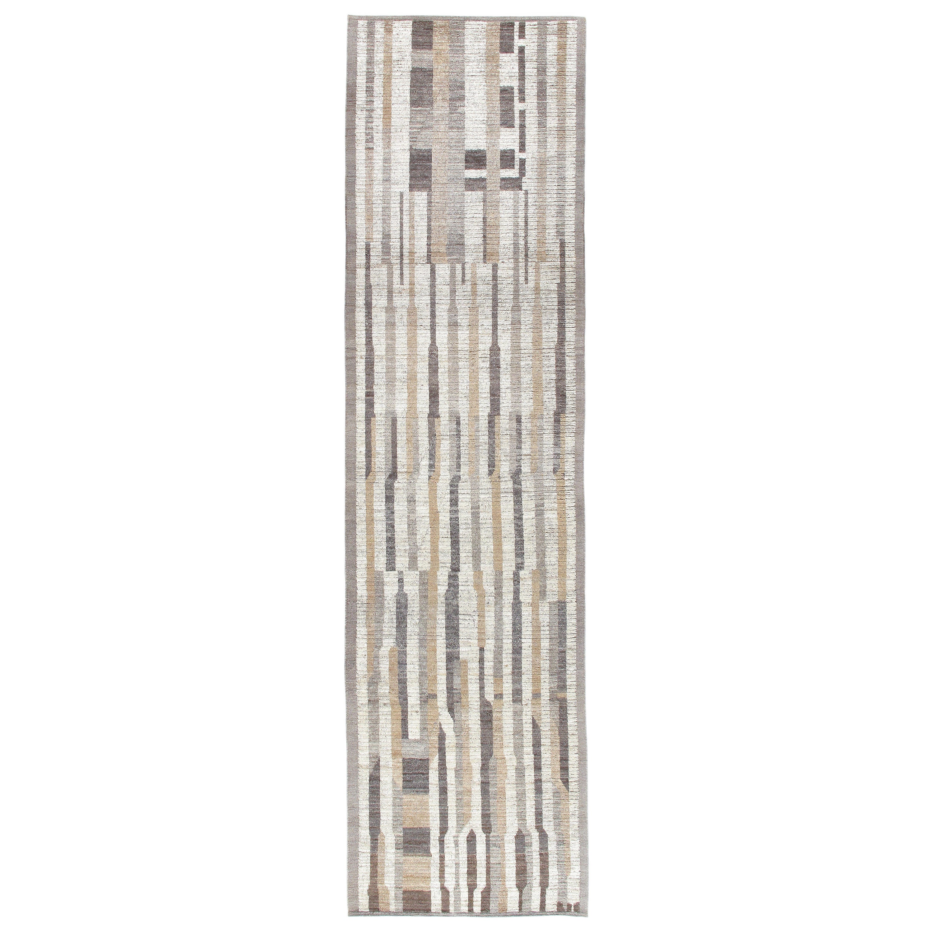 Contemporary Tribal Style Runner in Natural Color Tones For Sale