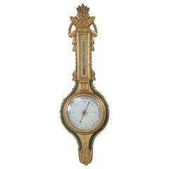 Antikes französisches Barometer und Thermometer aus Bourgeois Paris, Original-Finish