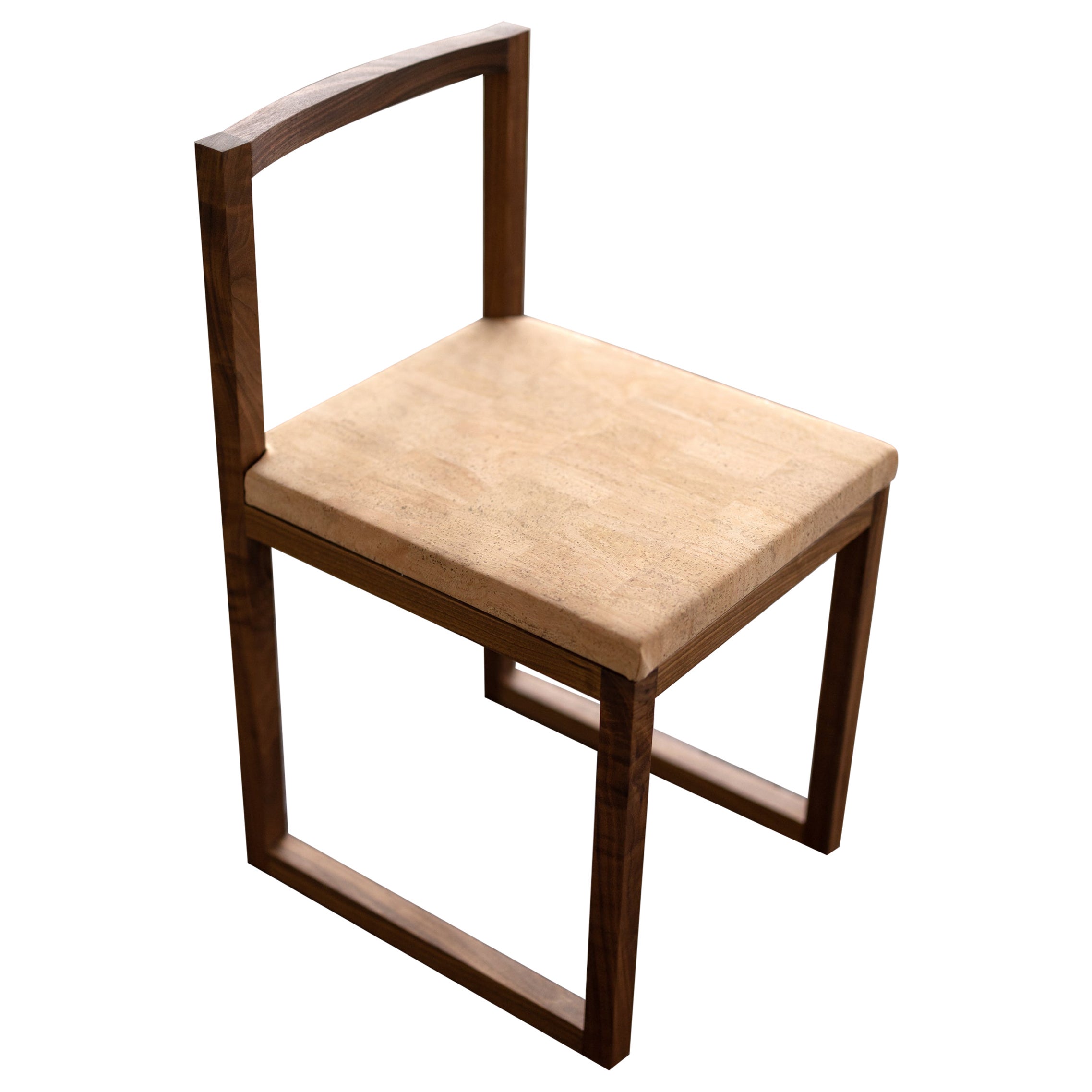 Chaise Porto en bois de noyer et liège, chaise de bureau de salle à manger ou d'écriture en vente
