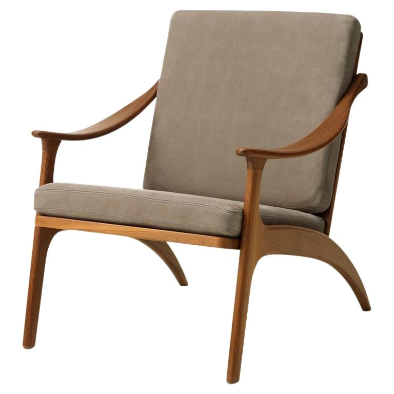 Lean Back Lounge Chair Nabuk Teak Seppia by Warm Nordic For Sale