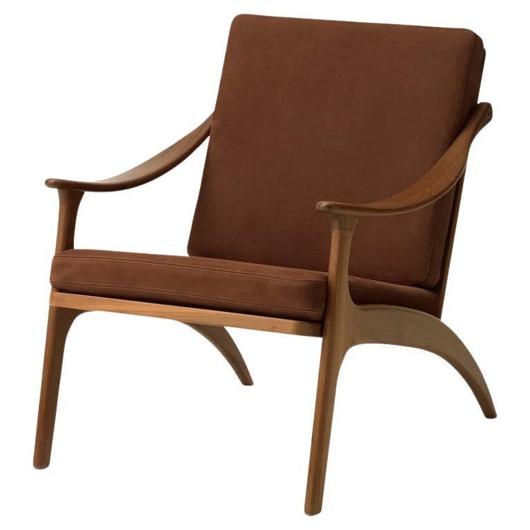 Lean Back Lounge Chair Nabuk Teak, Terra by Warm Nordic For Sale