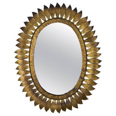 Oval Spanish Gilt Metal Sunburst Mirror