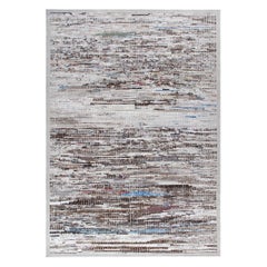 Moroccan Style Handknotted Textured Grey/Brown Rug with Multicolor Accents