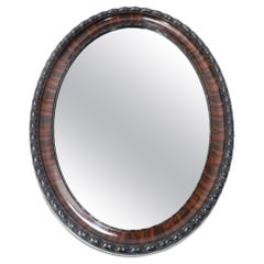 Victorian Patinated Plaster Oval Wall Mirror, 1890s