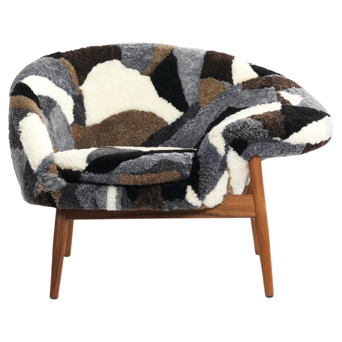 Fried Egg Right Lounge Chair Sheepskin Patchwork Mix by Warm Nordic For Sale