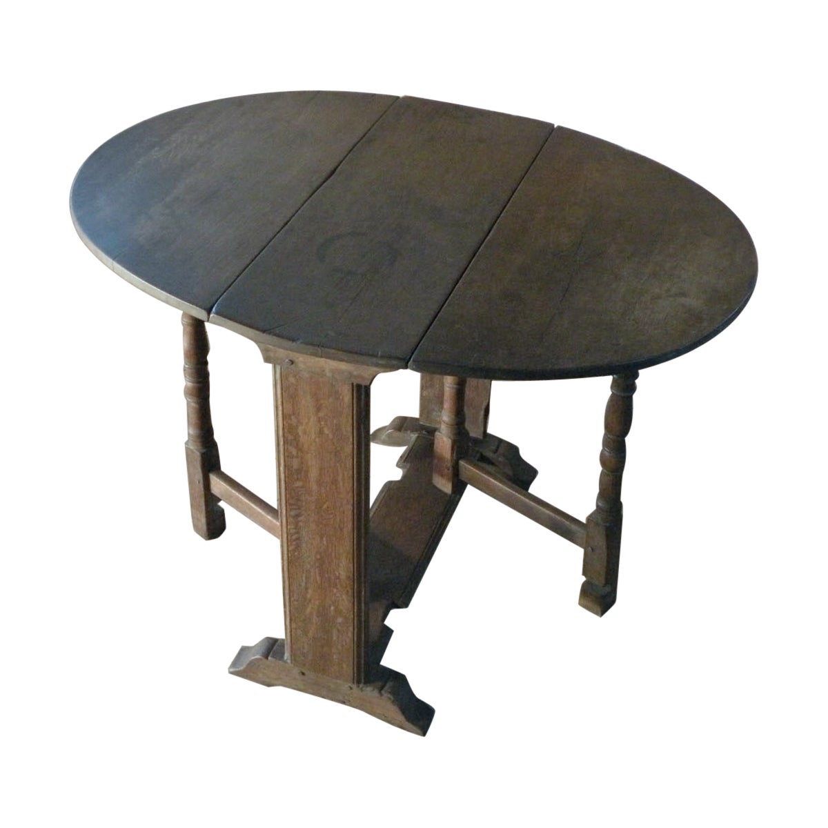 Table à abattant/table de chevet ovale en chêne anglais du 17ème siècle
