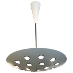 Vintage Saucer Style Pendant Light with Brass Trimmed & Frosted Glass Cut-outs