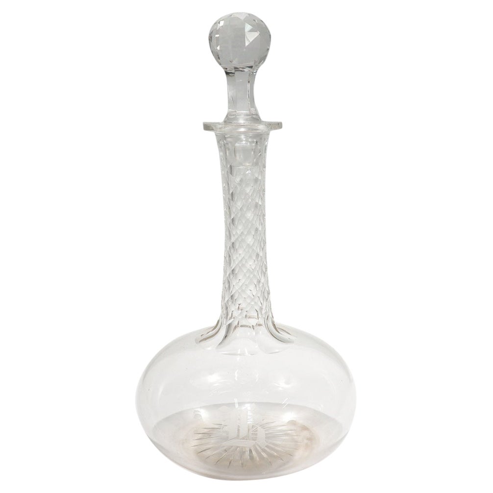 19th Century English Cut Glass Decanters with an Elongated Neck