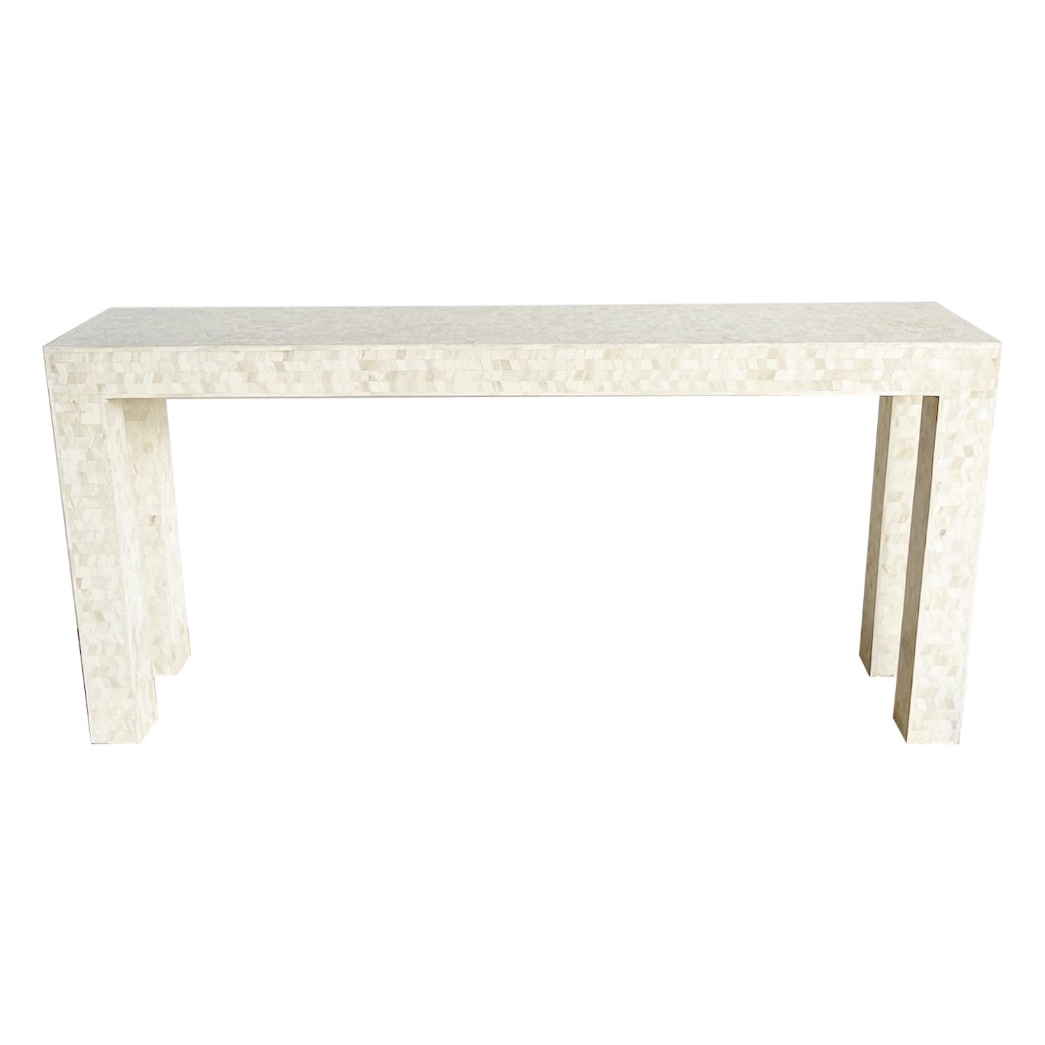 Postmodern Tessellated Bone Parsons Console Table