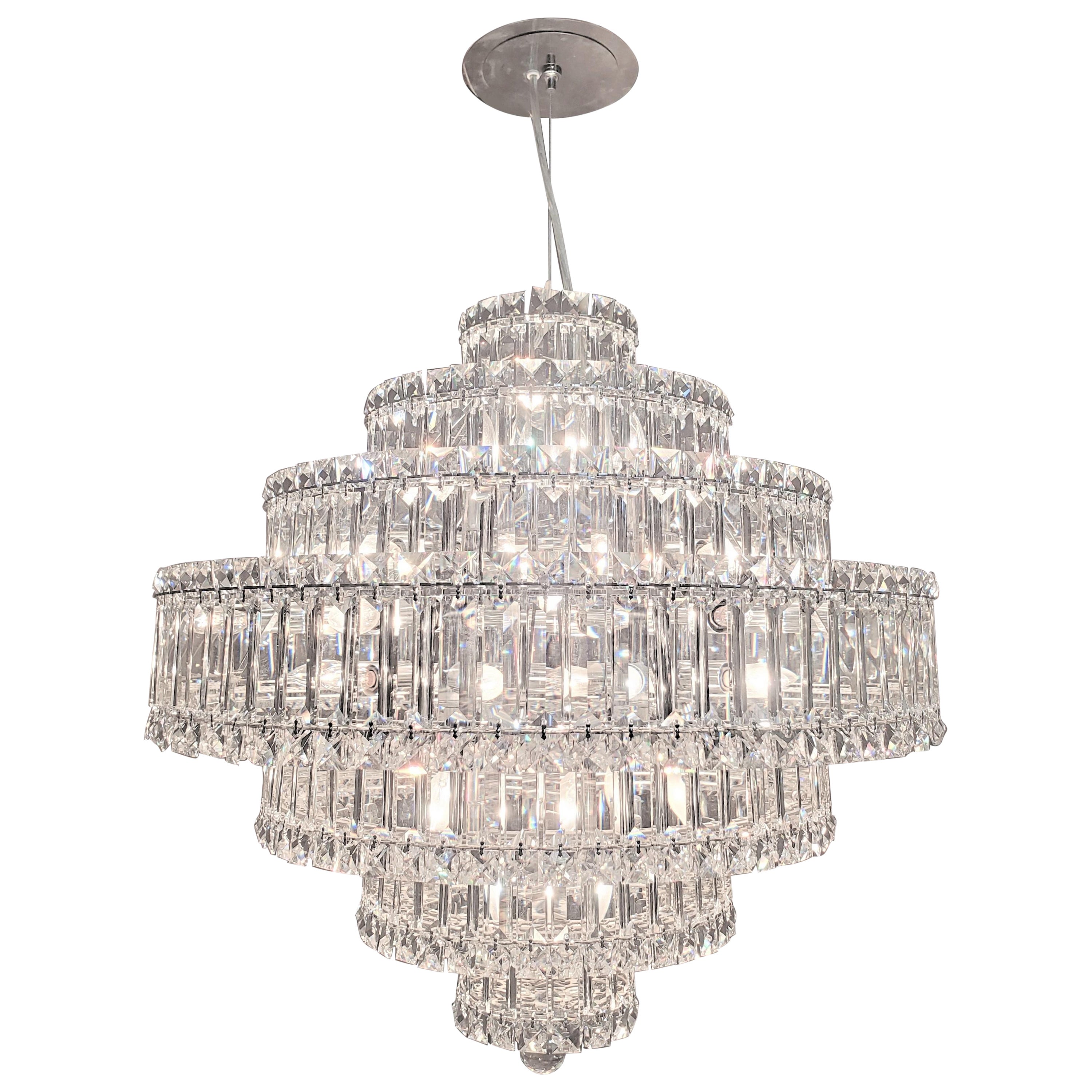 Large Round Schonbek Plaza Swarovski Sparkling Crystal Pendant Chandelier